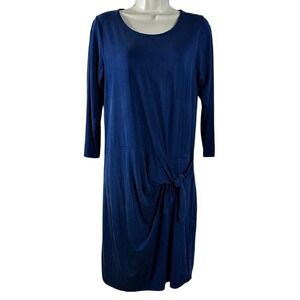 Dolan Left Coast Collection Navy Blue Side Tie Drape Dress XS 3/4 Sleeve Cupro